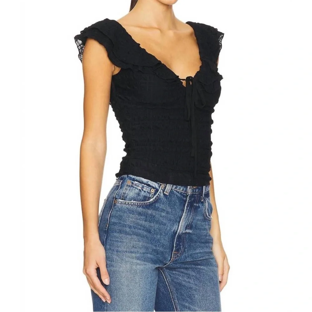 FREE PEOPLE WOMEN'S LOVE YOU MORE TEE M OB1999091 Black